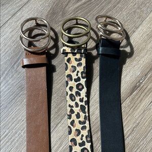 Stylish Women's Belt Set - Brown, Leopard, and Black